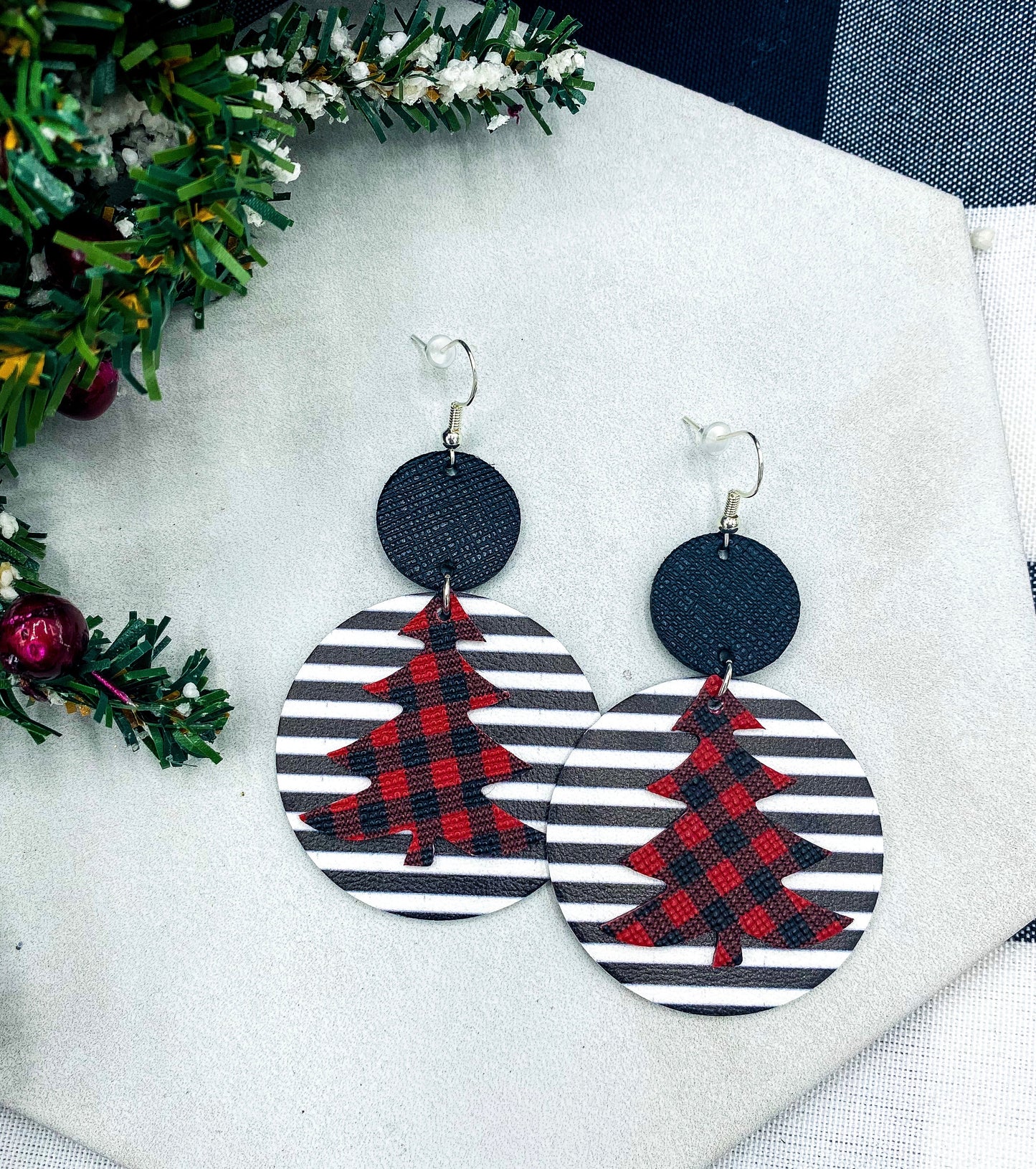 Multi-Pattern Christmas Tree Layered Disc Earrings - Kristi Pierce Designs