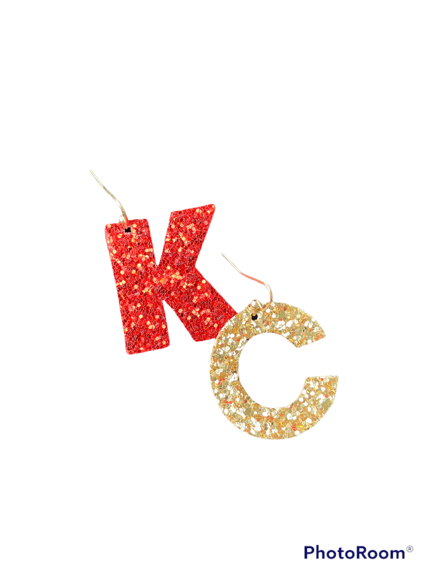 KC Letter Chunky Glitter Dangle Earrings - Kristi Pierce Designs