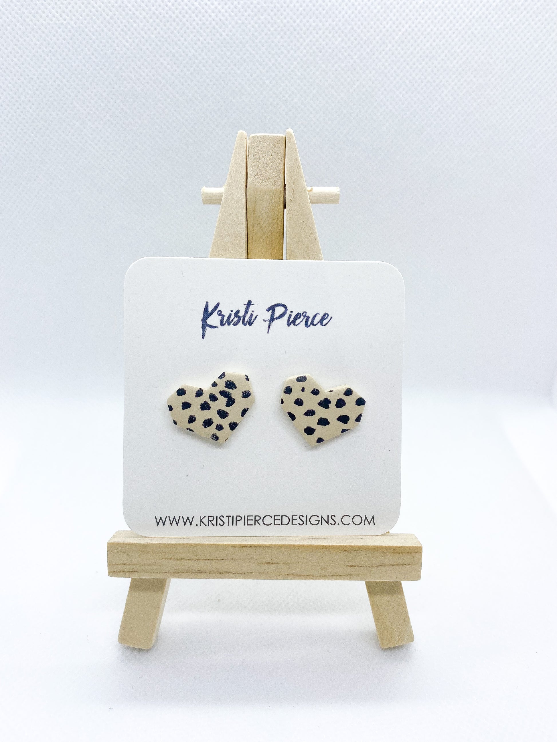 Spotty Dot Heart Clay Stud Earrings - Kristi Pierce Designs