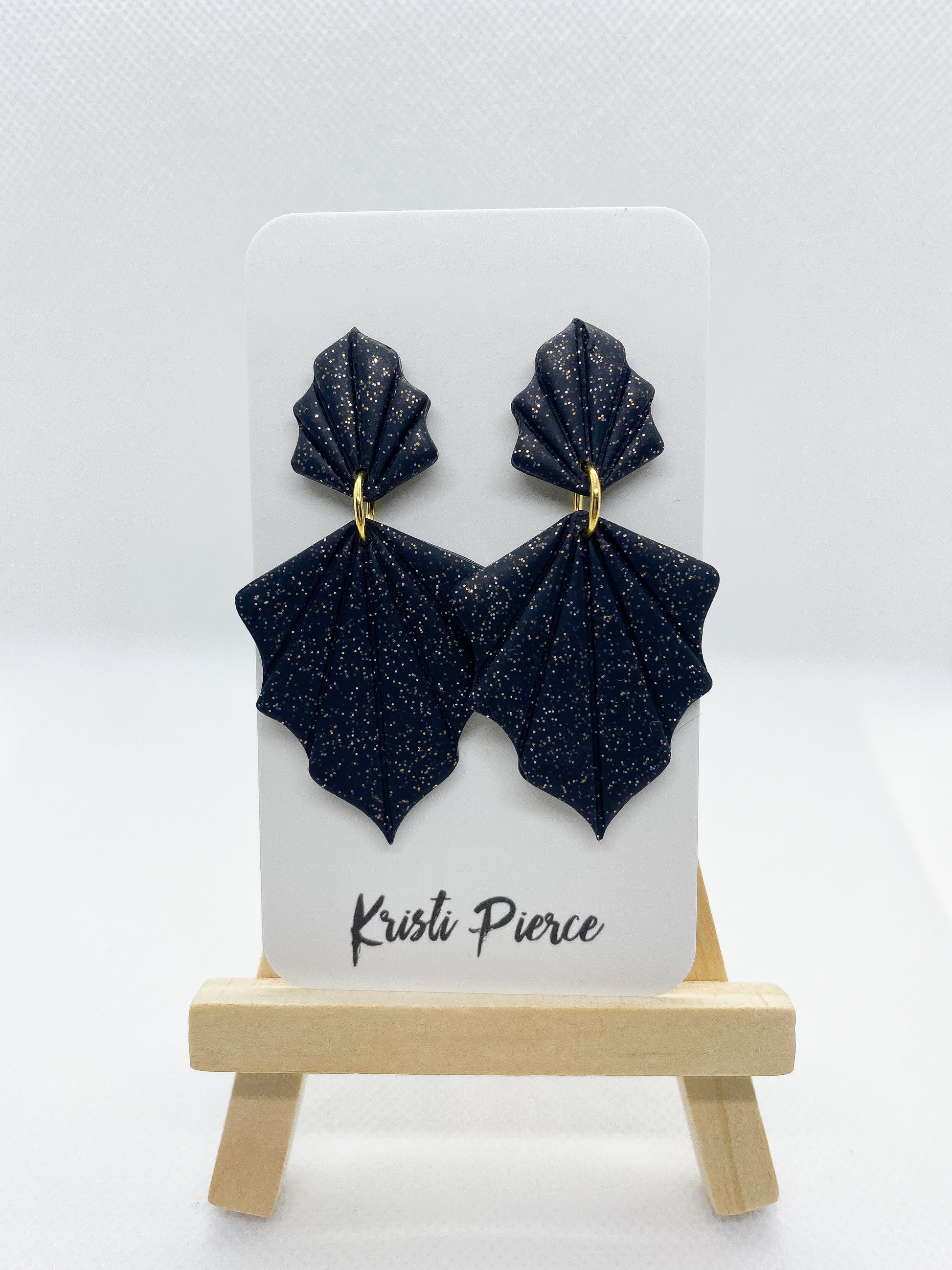 Midnight Glam Black Glitter Clay Post Earrings - Kristi Pierce Designs