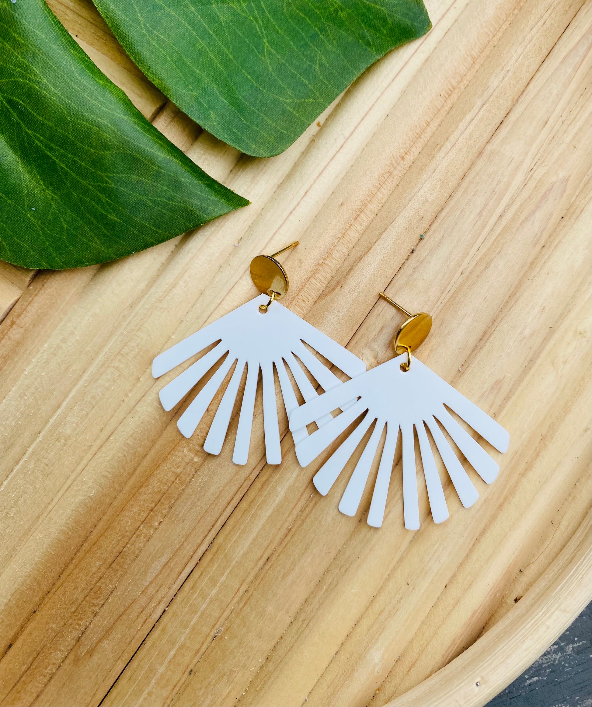 Fan-shaped Jelly Vinyl Waterproof Earrings, White - Kristi Pierce Designs