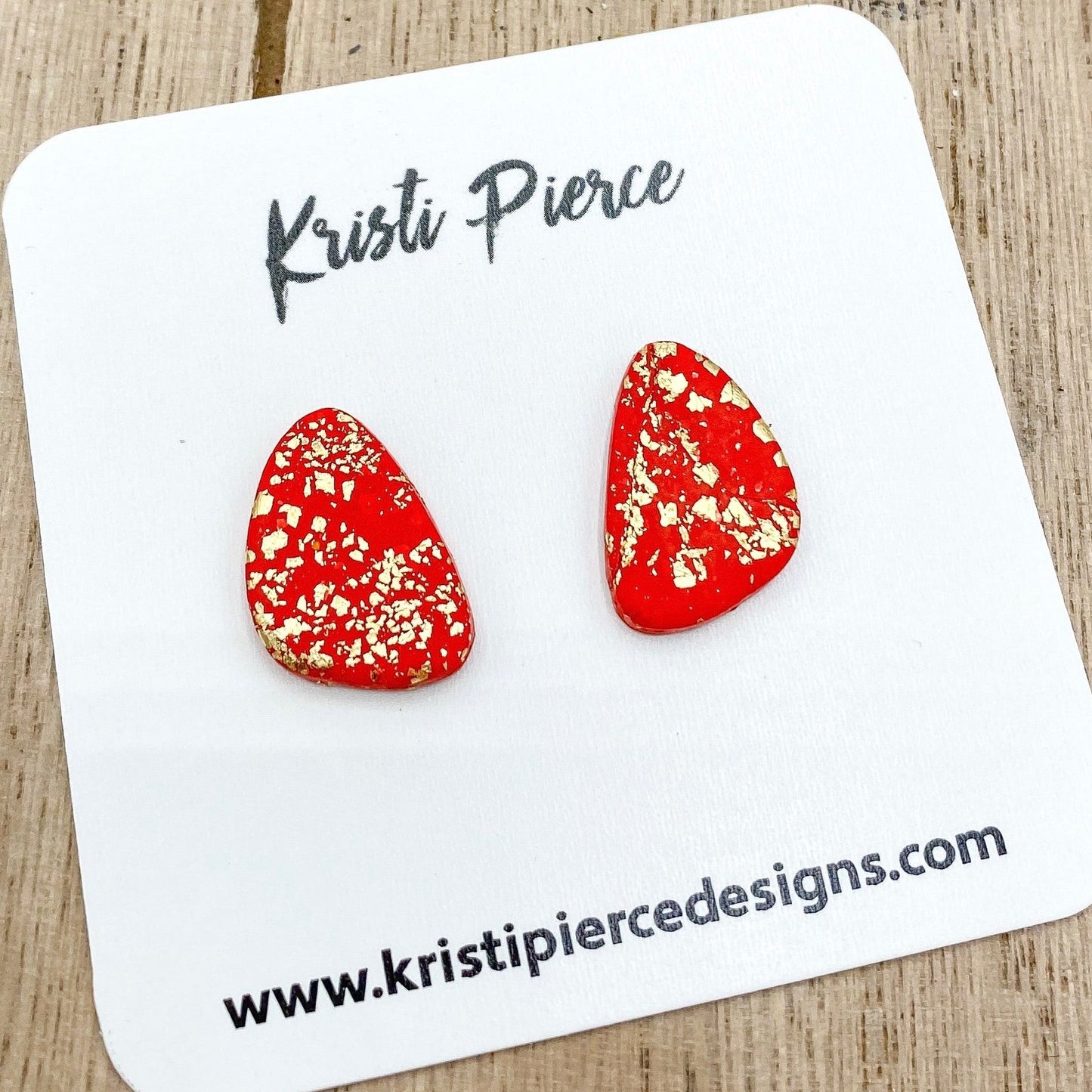 Metallic Gold Flake Pebble Shaped Clay Stud Earrings - Kristi Pierce Designs