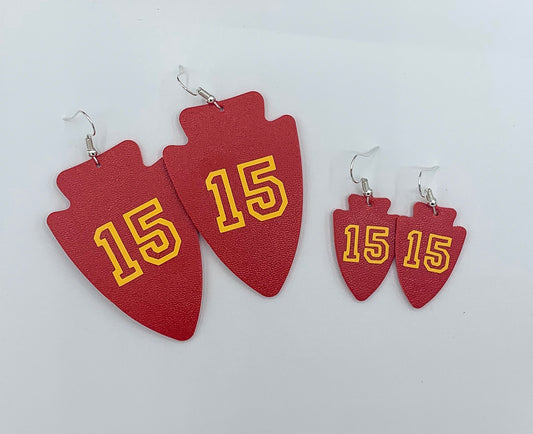 Arrowhead Faux-Leather Kansas City Chiefs Earrings with Yellow Vinyl #15 - Kristi Pierce Designs