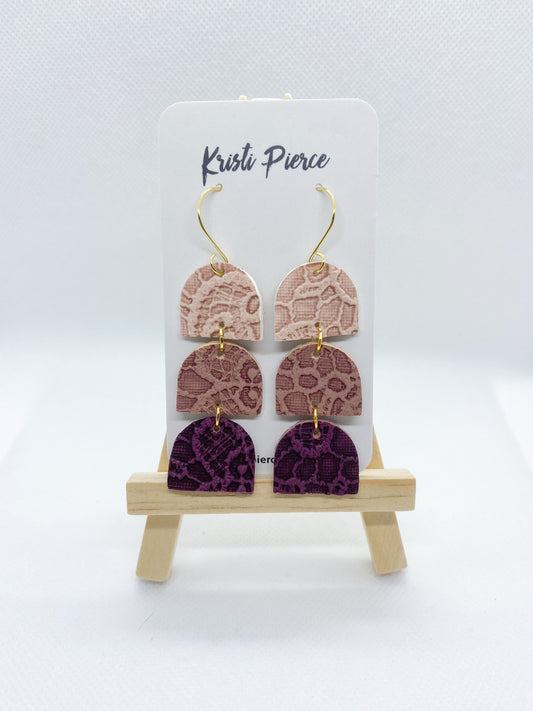 Triple Embossed Lace Dome-shaped Dangle Earrings - Kristi Pierce Designs